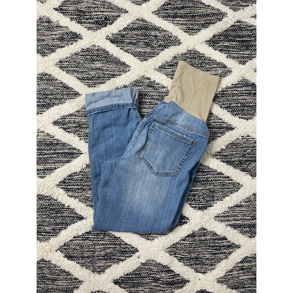 Indigo Blue Light Denim Full Panel Capri Materntiy size small Y2K CAPRI JEANS - Picture 2 of 6